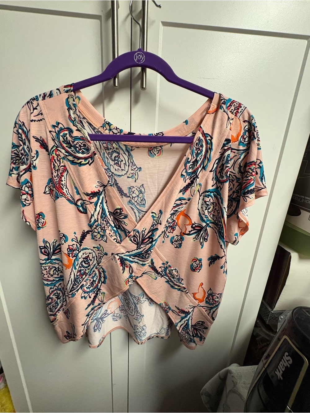 Women's Paisley Short Sleeve Top - Pink